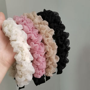 [fenggongshuode] Mesh Yarn Pleated Headband Headpiece Women Organza Headband Pure Color Pleated Face Wash Headwear Versatile Hair Accessories
