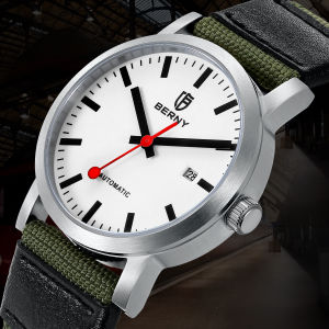 BERNY Automatic Mechanical Men Watch Track Male MIYOTA 8215 Stainless Steel Waterproof Sport Fashion Wristwatch for Men