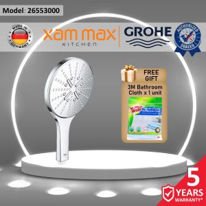 Grohe 26553000 Chrome Rainshower 150 Smart Active Cube Square Hand Shower Head / 3 Spray / Massage/ Premium shower head spray / toilet / bathroom / Tandas / Water heater / Penapis Air / Kepala Pancuran Mandian/Rainshower head/High pressure / High Quality