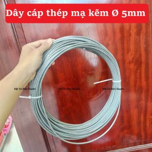 Dây cáp thép mạ kẽm Ø [ 5mm ]  (Giá/ 1 mét dây)