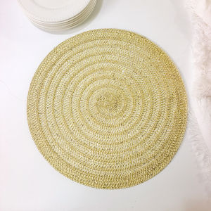 6 Pieces Christmas Metallic Woven Spiral Table Placemats 15 Inches Round Non-Slip Dining & Kitchen Table Mats