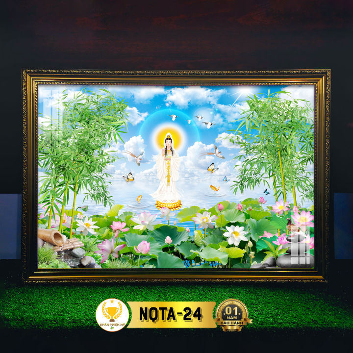 Tranh Phật Bà Quan Âm Có Đèn CHÂN THIỆN MỸ, Trang Trí Bàn Thờ Treo ...