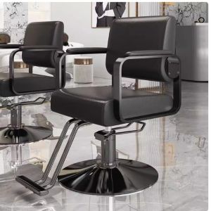 Salon special hydraulic barber chair height adjustable hydraulic chair with metal armrests round base barber chair