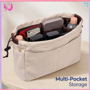 Allieuka Canvas Handbag Organizer Purse Insert Multi Pocket Large Capacity Durable Bag Liner Fits Most Totes