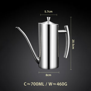 JustLiving 500/700/1000ml 304 Stainless Steel Oil Bottle Olive Oil Dispenser Bottle Drip-Free Pouring Oil Pot Oil Vinegar Cruet Large Oil Storage Container for Salad and Kitchen Cooking