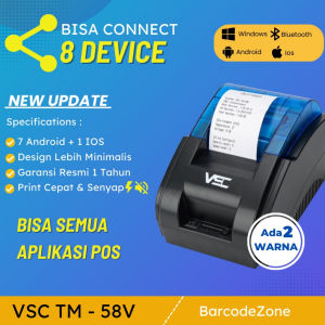 PRINTER BLUETOOTH DESKTOP THERMAL KASIR VSC TM-58V - KASIR RJ11 RPP02 SUPPORT GRAB GOBIZ - RJ11