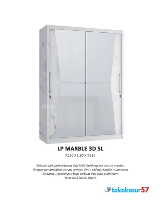 Siantano Lemari Pakaian - Wardrobes LP Marble 3DSL White Glossy