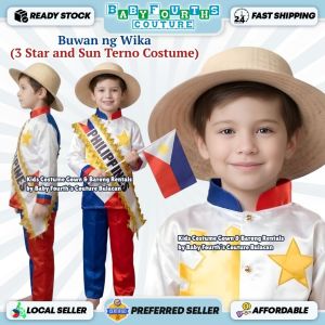 Baby Fourths Couture Buwan ng Wika United Nation Philippine Flag National Costume for Boy Complete Terno Set 3 Stars & a Sun Cultural Events Philippines