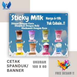 Cetak Spanduk Banner ANEKA MINUMAN STICKY MILK Costom Desain