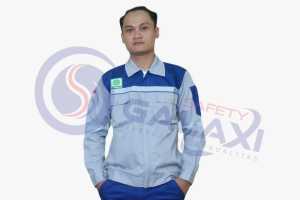 Wearpack STELAN Kemeja Safety Lengan Panjang Warna ABU MUDA KOMBINASI BENHUR