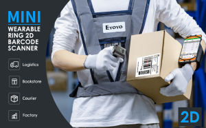 Eyoyo Mini Finger Wearable 2D Wireless Barcode Scanner Via Bluetooth&2.4G Wireless&USB Wired Connection QR Bar Code Reader Work with Windows MacOS Android 4.0+ IOS