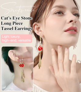Red Cats Eye Stone Tassel Earrings Flake Earrings Tassel Earrings Red Cats Eye Stone Earrings