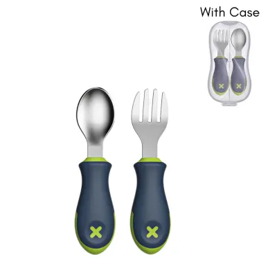 Hogokids Baby Fork and Spoon Set with Case Baby Training Utensils Self Feeding Toddler Stainless Steel