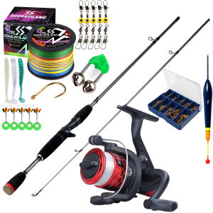 Sougayilang 【พร้อมส่งในไทย】1.8 M/6FT คันเบ็ดและอัตราทดเกียร์ 18 + 1BB 7.2: 1 รอกตกปลาพร้อมสายตกปลา PE และอุปกรณ์ตกปลาชุดคันเบ็ดครบชุดสำหรับปลาหมึกกุ้งเบสตกปลาคันตีเหยือปลอม รอกหยดน้ำพร้อมคัน