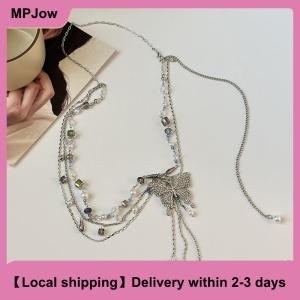 【Local shipping】 Simple Shiny Butterfly Decoration Waistband Thin Belt For Women Girls Fashion Adjustable Metal Waist Strap Punk Body Chains