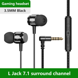 3.5mm / Type-c wired headphones L-shaped structure 90 degree bass heavy magnetic in-ear headphones with HIFI Mic for listening to music.