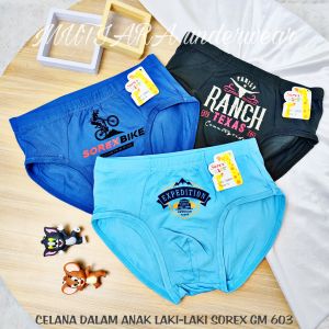 Celana Dalam Anak & Remaja Laki-Laki Isi 3 PCS Sorex GM 603-1 Size S-XL Supersoft Super lembut