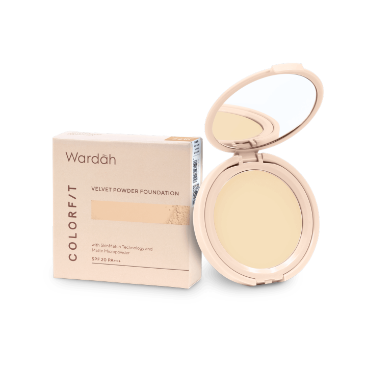 Wardah Colorfit Velvet Powder Foundation 11gr (NON REFILL) - Tersedia 8 Shade - Bedak Padat