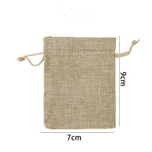 Dizoey 50Pcs dây rút vải bố Túi Quà Tặng Đồ Trang Sức Bao Bì Túi vải lanh lễ cưới giáng sinh Tự Làm Thủ Công Hiện Nay Kẹo túi nhỏ