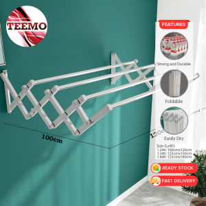 TEEMO 1.2m/1.5m/1.8m Retractable Clothes 4Bar/5Bar Hanger Wall Mounted Ampaian Baju Stainless Steel Cloth Drying Rack Laundry Pengering - Fulfilled by TEEMO SHOP
