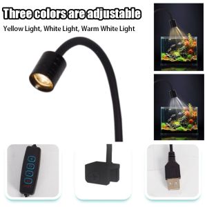 PETPARADIS 3W Mini Clip-on Lamp USB Adjustable LED Aquarium Light Landscape Lamps Energy Saving Aquarium Plant Light Home Decorations