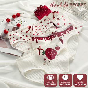 Combo 5 quần lót nữ quả dâu xuất Nhật siêu dễ thương - Quần lót nữ cotton gân tăm chất siêu đẹp