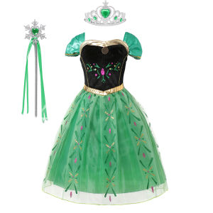 Christmas gifts Disney Girl Princess Elsa Anna Costume Frozen Snow Queen Birthday Dress for Kids Fancy Carnival Cosplay 2-12Y Children Outfits