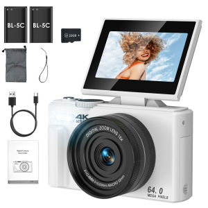 VETXI-8 Photography Digital Camera WiFi 64MP HD Camera with 18x Digital Zoom 3-inch 180 ° Flip Screen 32GB SD Card