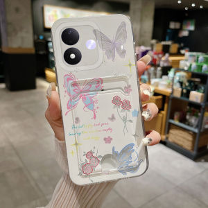 Phone Case for Redmi Note 17 Pro Max 5G Fashion Butterfly Flower Pattern with Card Pocket Design Silicone Soft Casing for Redmi Note17 Pro Max 5G Pretty Phone Cover