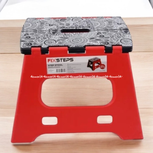 Fixsteps 27cm Step Tool Bangku Pijak Lipat Motif Batik Merah Praktis Mudah Digunakan Bangku