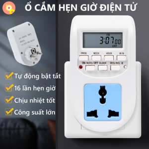 Ổ Cắm Hẹn Giờ Thông Minh GH10 Nhỏ Gọn Chịu Nhiệt Tốt Bật Tắt Thiết Bị Điện Tử Linh Hoạt Tiện Lợi