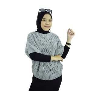 Pakaian Wanita  Batwing Rajut Motif Jaring