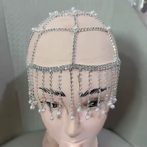 Hollow for Rhinestone Mesh Headpiece Wedding for Head Chain for Women Luxury Headband for Head Hat Hair