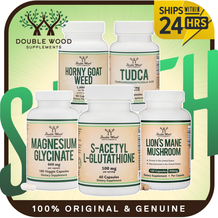double wood s-acetyl l-glutathione Capsules | Lion's Mane | Magnesium Glycinate XL Peptides | Most Size:Pack of 3 (100g x3) سيروم للوجه الجاف