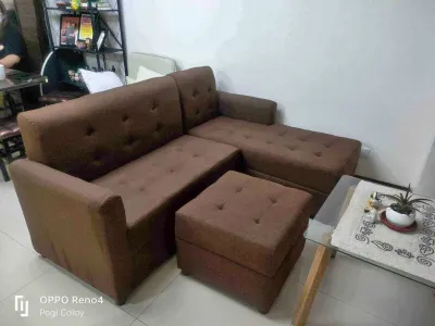 SOFA SET L SHAPE BROWN FABRIC URATEX FOAM / COD ONLY !!!!