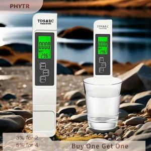 【จัดส่งภายใน 2-3 วัน】 เครื่องวัดความบริสุทธิ์ของน้ำดื่มใช้ในครัวเรือนปากกาตรวจจับคุณภาพน้ำแบ็คไลท์4in1มิเตอร์วัดค่า TDS ความแม่นยำสูง0-9990ppm เครื่องทดสอบน้ำดิจิตอล