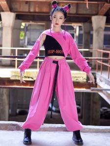 SHUNAICHI Stage Childrens Pink Girl Dance Costume Set Female Girl Jazz Dance Costume Childrens Street Hip-hop Dance Jazz