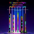 Sound Pickup Rhythm Lights RGB LED Atmosphere Light DJ Car Sound Control Colorful LED Strip Environment Disco Light Bar 32-bit Music Level Voice Control Audio Display Lamp or Home Office Outdoor Voice Activated Ambient Light. 