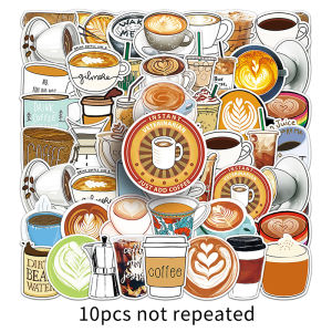 50PCS Cute Retro Coffee Drink Sticker DIY Diary Water Cup Phone Case Laptop Decorative Sticker