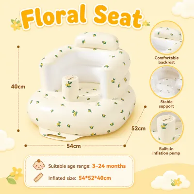 Portable Inflatable Baby Chair with Air Pump Thickened Seat for 4-36 Months Training Seat for Sitting & Feeding Easy Clean & Fold