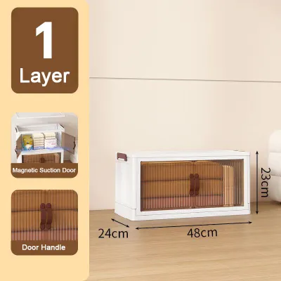 Multipurpose 3/4 Layers Storage cabinet foldable with 2 door wheels Almari Pakaian Storage container Storage box organizer Large Capacity 70cm 收纳柜
