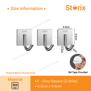 Storix 304 Stainless Steel Multipurpose Self Adhesive Wall Hook Holder Hanging Waterproof Bathroom Kitchen Bedroom Hook