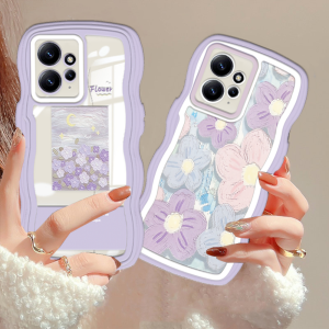 (Lokal Ready) Xinyu Casing hp Xiaomi Poco M3 Pro Poco M3 Poco X3 NFC Poco X3 Pro Fashion Floral Oil Painting Bunga Ungu Bingkai Bergelombang Soft Case
