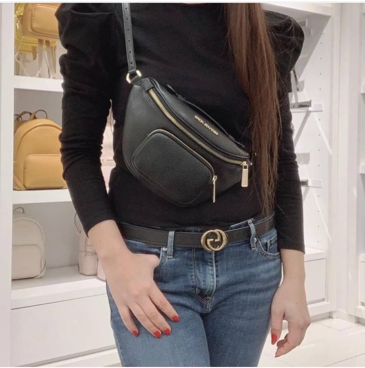 Michael Kors Women Maisie 2 In 1 Leather Waist pack Fanny pack Belt Bag  Camel MK | eBay