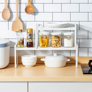 Cabinet Shelf Organizer Stackable Shelf Rack Toaster Shelf Stand Countertop Spice Rack Cupboard Pantry Storage Shelf Mental Wire Rack