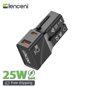 LENCENT International Travel Power Adapter Mini Pocket USB C Charger PD 25W&QC 3.0 Type-C Fast Charging Outlet Adaptor Worldwide Cell Phone Wall Charger Block with UK US EU European Australia