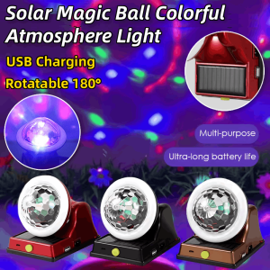 Solar Magic Ball Colorful Atmosphere Light Party Stage Light Dancing Magic Ball Lamp Bar DJ Light Mini Rotating Light Bulb