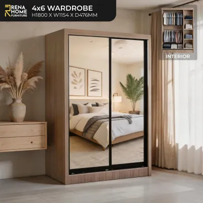 [FREE INSTALLATION] 4x6 Wardrobe | 4ft x 6ft Sliding Door Wardrobe | Multipurpose Cabinet | Bedroom Set | Storage Cabinet | Big Cupboard