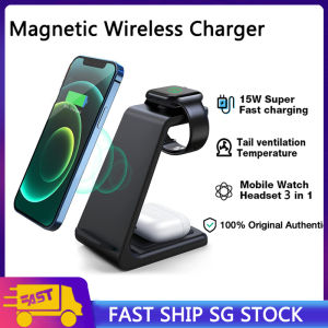 Wireless Charger Stand For IPhone 17 16 15 14 13 12 XR 8 Apple Watch 3 In 1 Qi Fast Charging Dock Station for Airpods Pro IWatch 7 6
