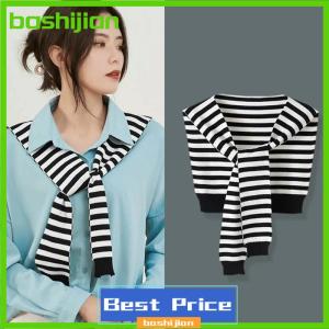 bashijian Winter Outer Shawl For Women Korean Style New Spring And Autumn Collar Thin Striped Wool Dual-use Scarf Knitted Shawl